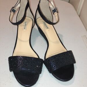 EUC Alex Marie Size 8 Navy Sparkle Rhinestone Ankle Strap Sandsls